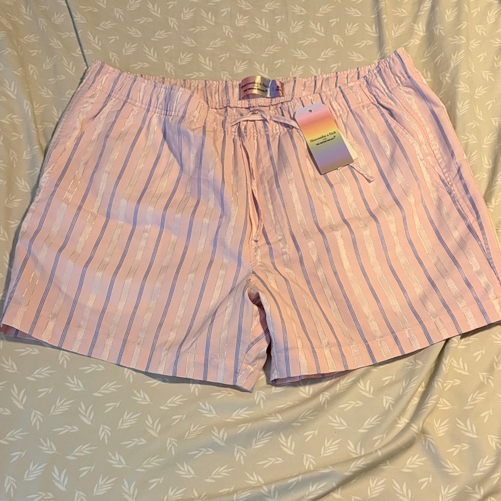 Men’s Abercrombie Pink Striped Pride Drawstring Shorts - XL NWT